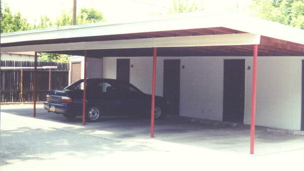 Lighted carports and storage sheds